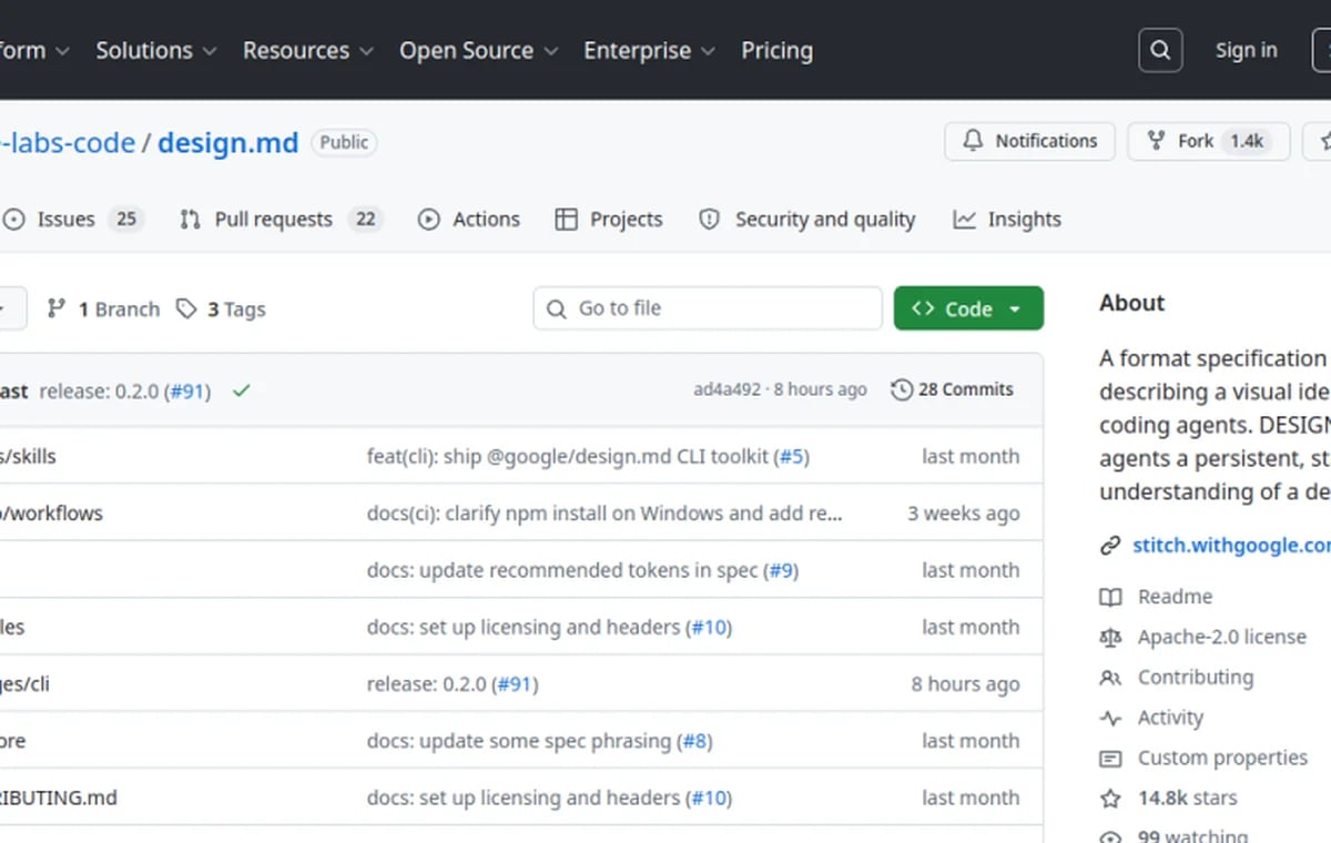 Google DESIGN.md spec screenshot
