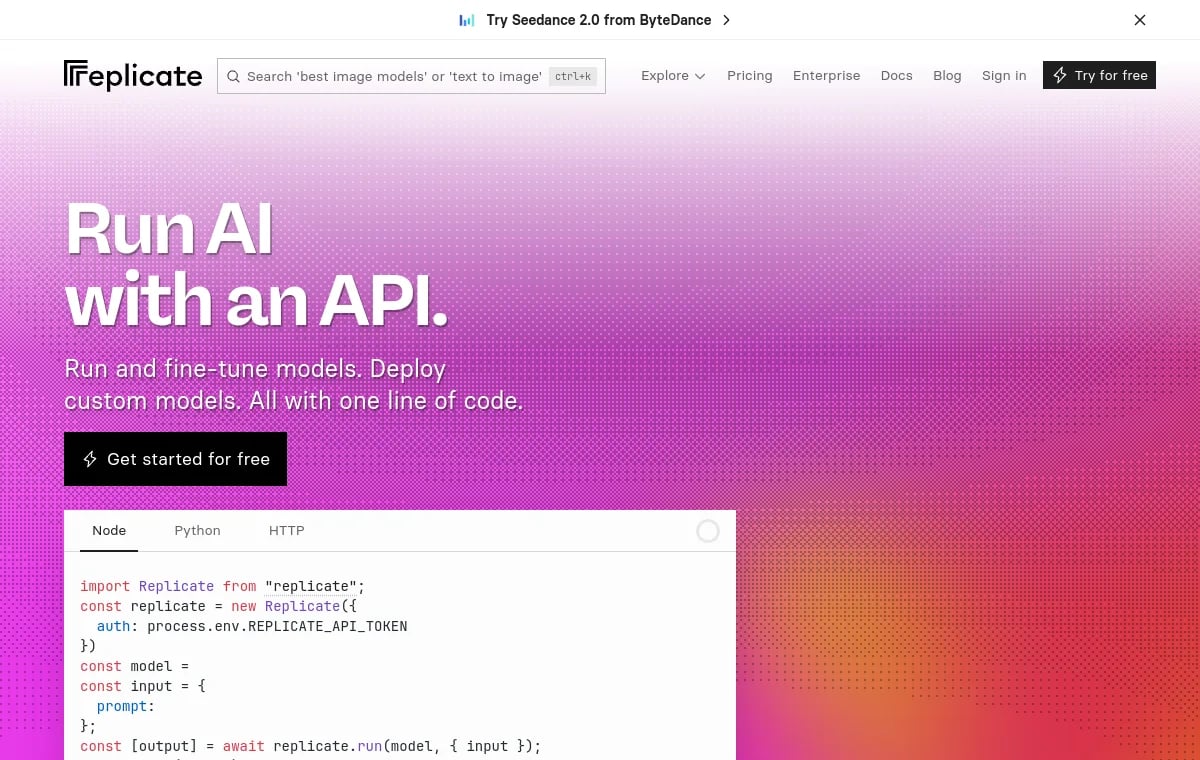 Replicate screenshot