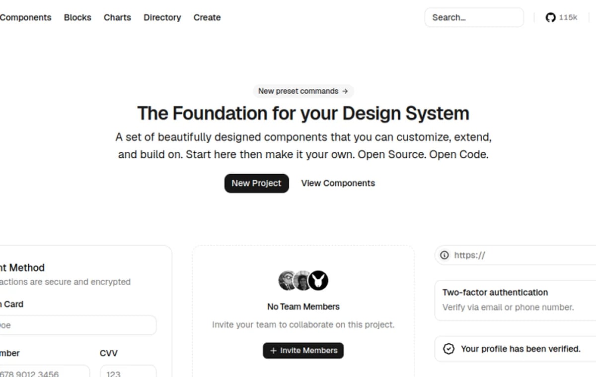 shadcn/ui DESIGN.md starter screenshot