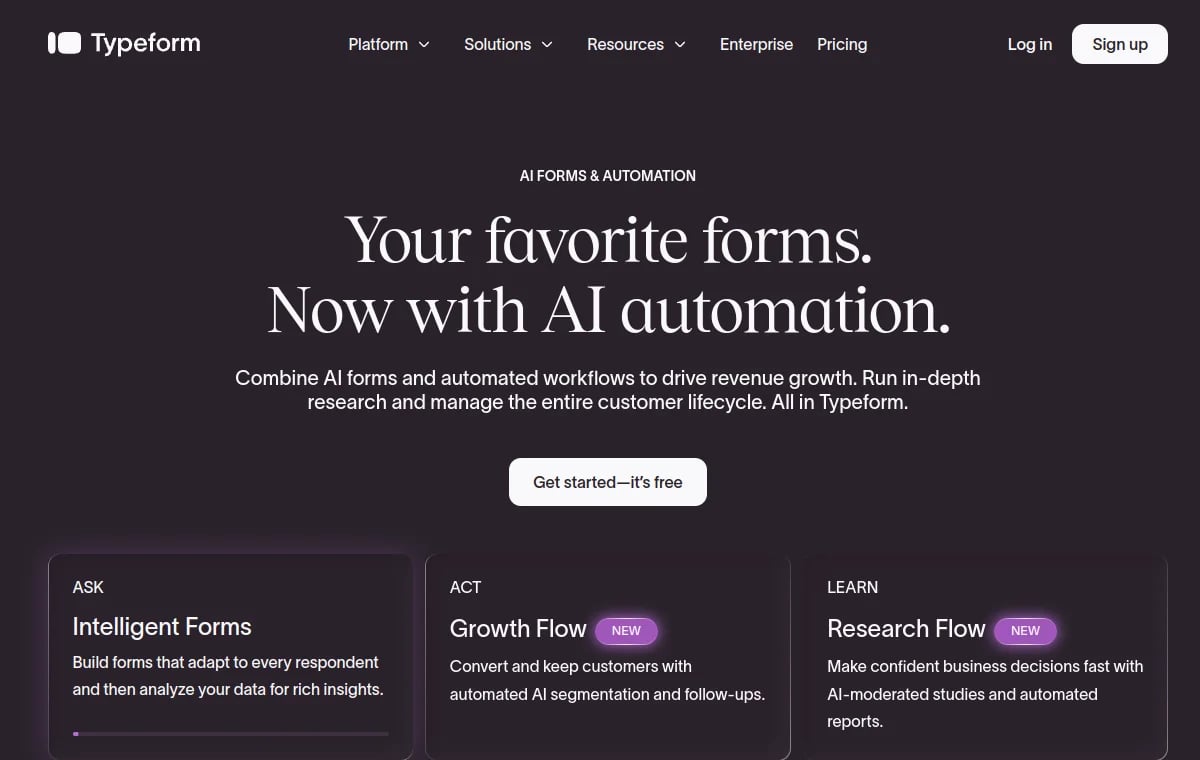 Typeform screenshot