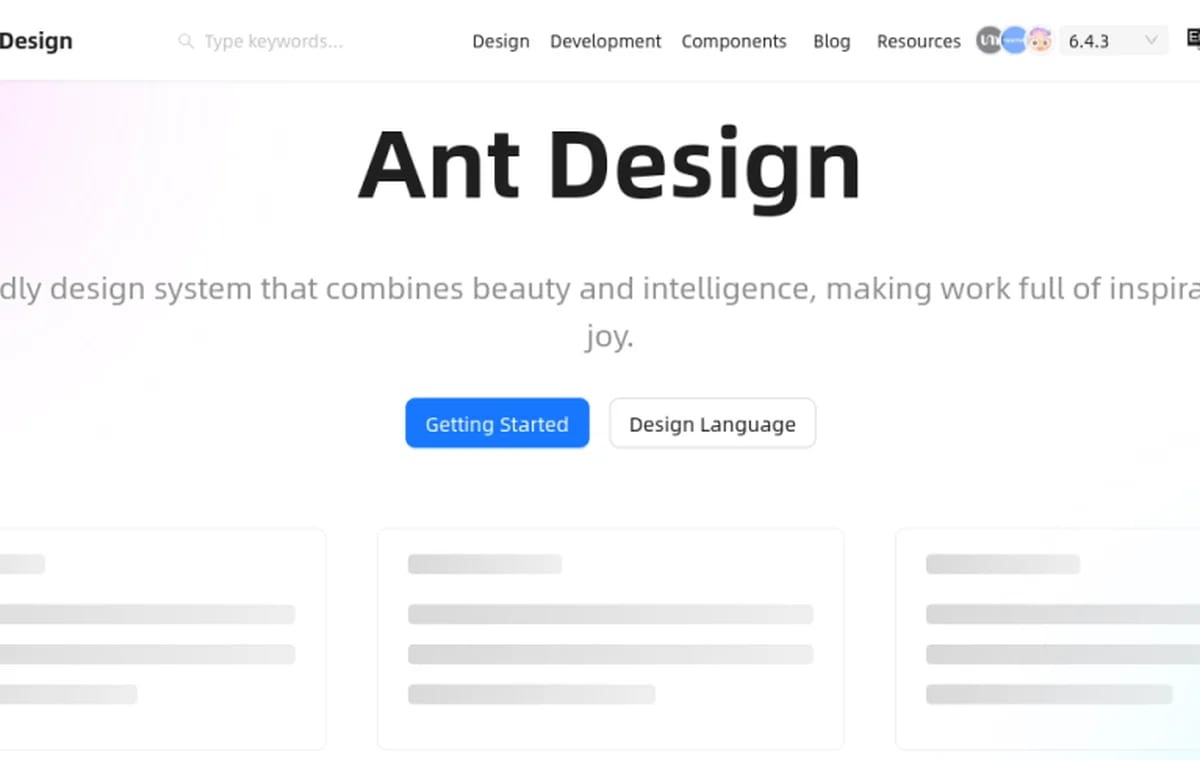 Ant Design (component system reference) screenshot