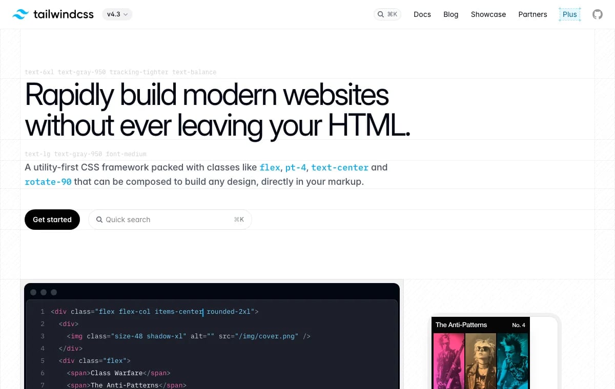 Tailwind CSS DESIGN.md visual reference for AI coding agents