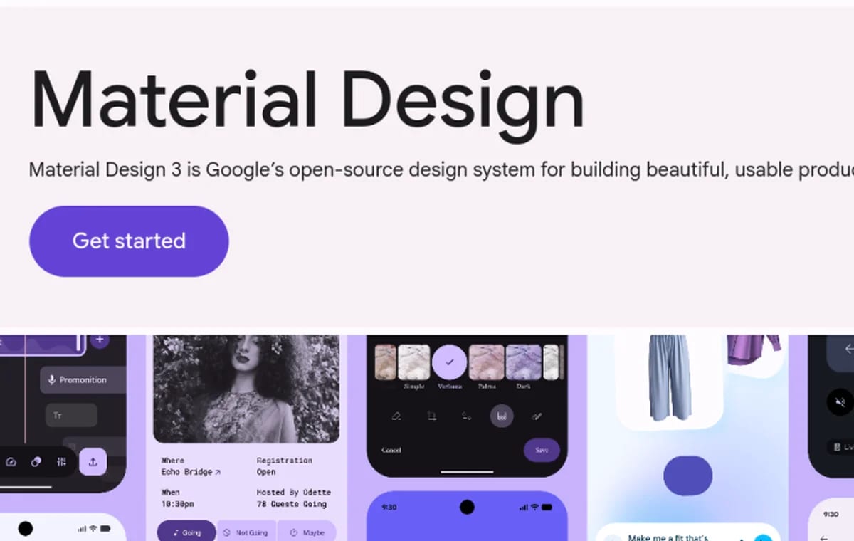 Material Design 3 (component system reference) screenshot