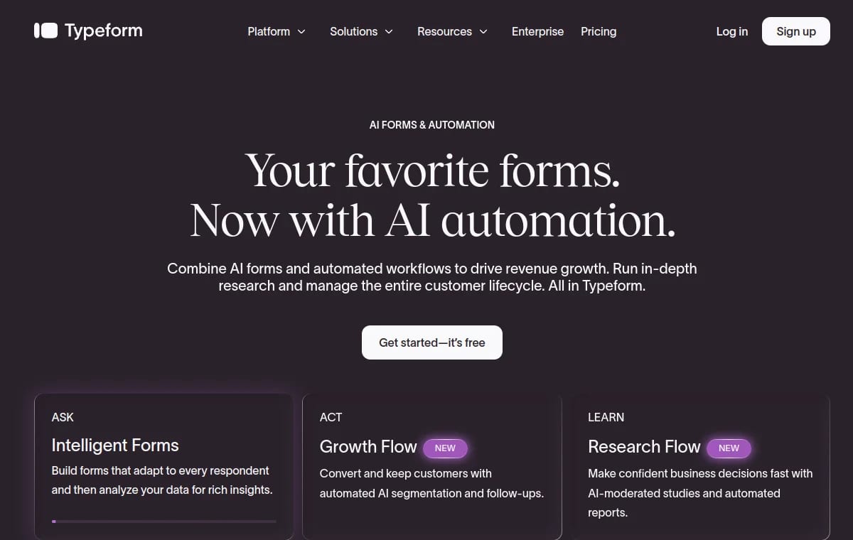 Typeform screenshot