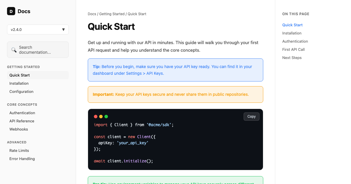 Developer Docs preview
